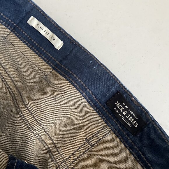 Jack And Jones Tim Slim Fit Men 30X32 Stretch Dark Wash Denim Jeans - Picture 5 of 10